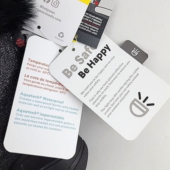 HOT PAWS Youth Girls Black Faux Fur Sparkles Winter Waterproof Boots -30°C Sz 6 - Picture 11 of 16